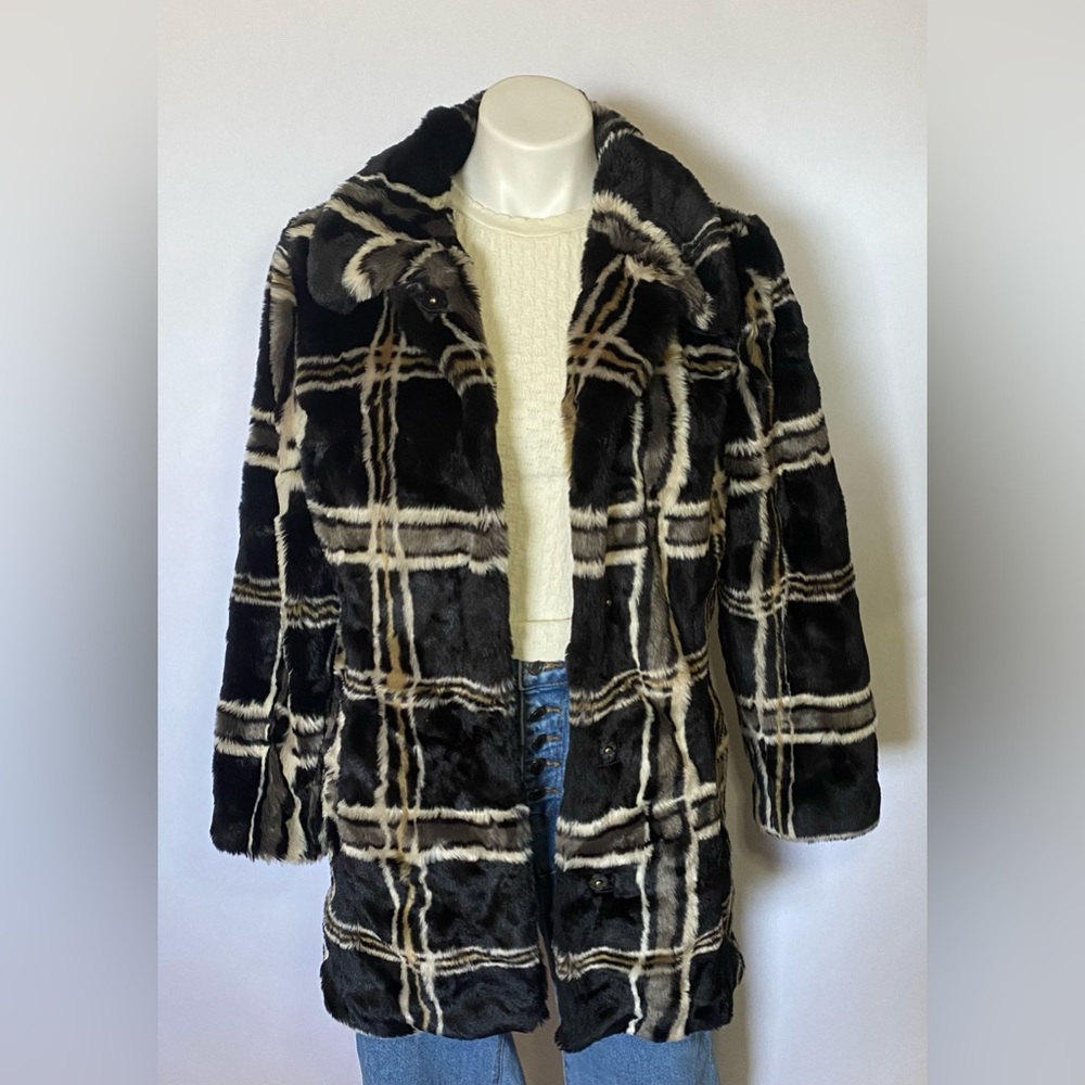 Isaac Mizrahi Plaid Fur Coat